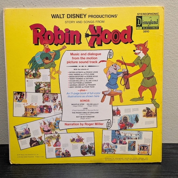 Disney Robin Hood Vinyl Record - Yellow and Red Cover - Picture 5 of 11